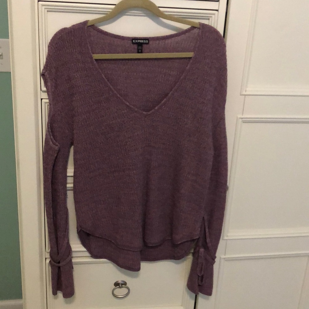 Express v-neck sweater with sleeve cut outs